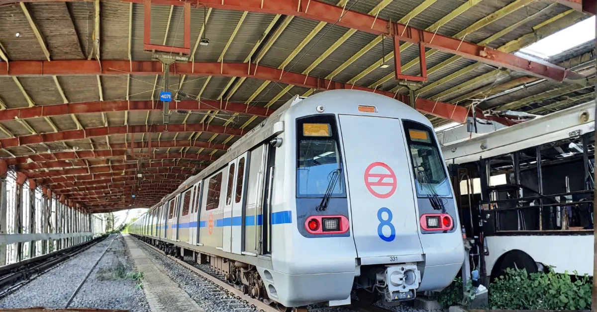 Delhi Metro refurbished Blue Line train interior with upgraded passenger systems