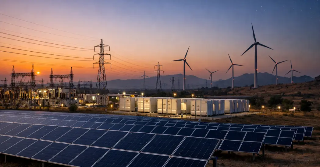 500 MW renewable energy pilot showing solar and wind power integration during non-solar hours