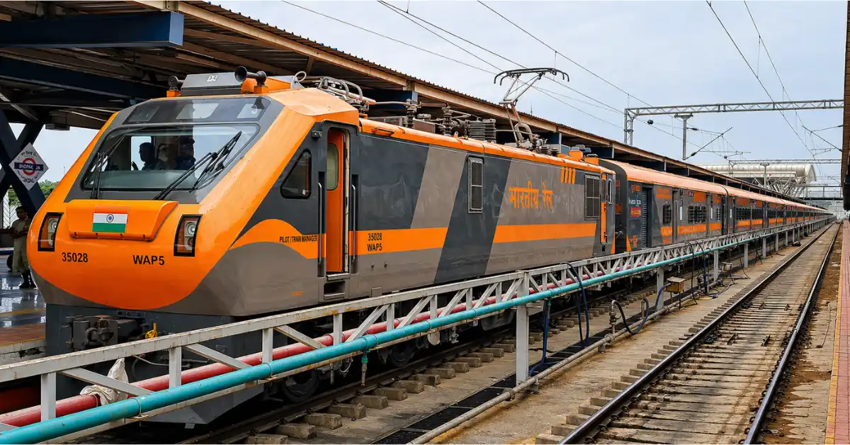 Amrit Bharat trains at railway station platform operated by Indian Railways