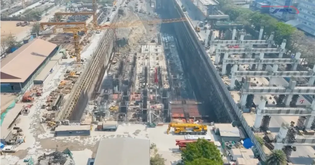 Mumbai-Ahmedabad Bullet Train Project underground station construction at BKC