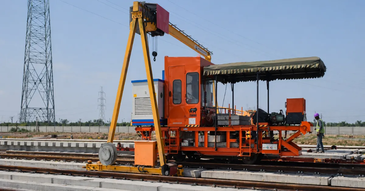 bullet train project track slab laying machine installing ballastless track system