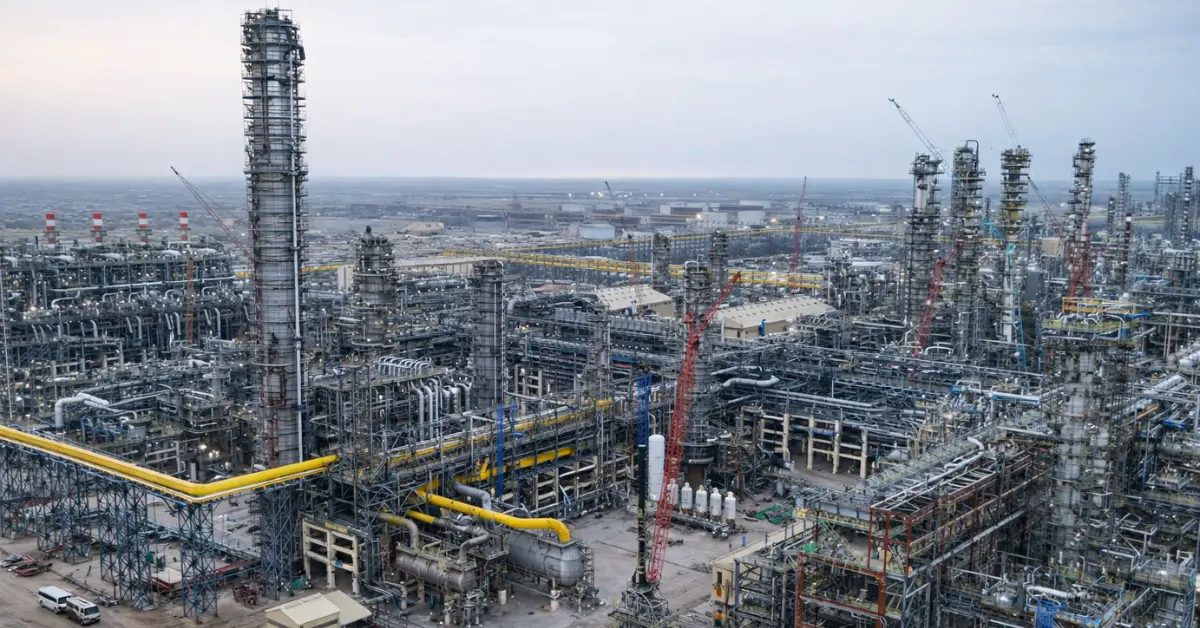 Industrial refinery complex representing HPCL Rajasthan Refinery