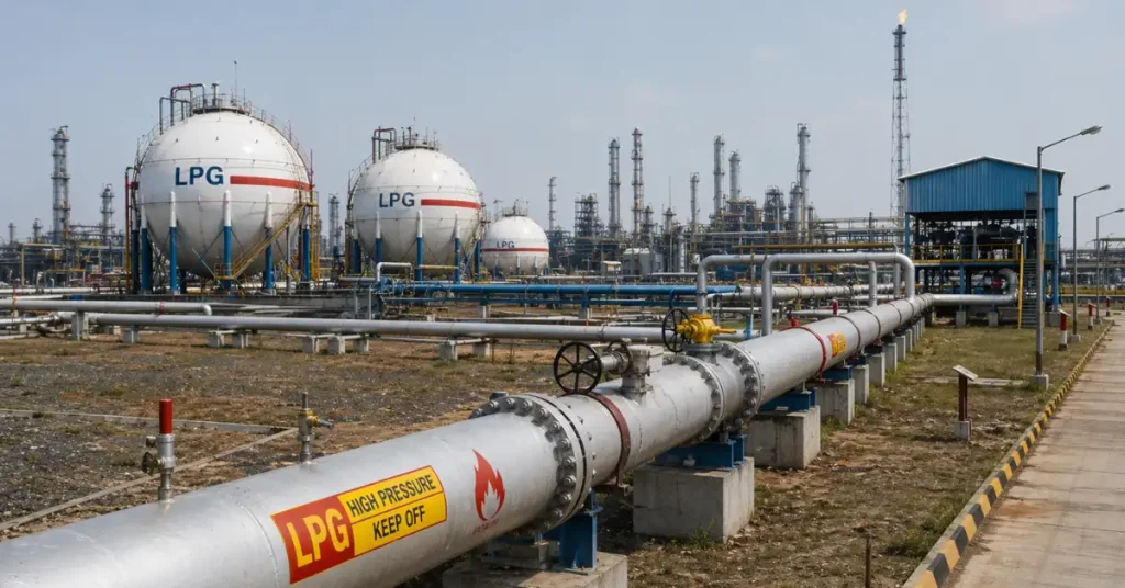 LPG pipeline infrastructure in India connecting refinery and storage facilities