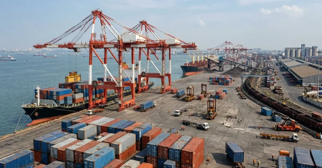 India’s major ports cargo handling operations at container terminal