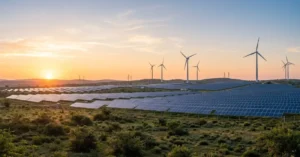 Solar and wind power infrastructure contributing to India