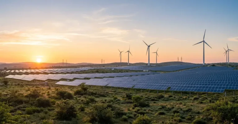 Solar and wind power infrastructure contributing to India