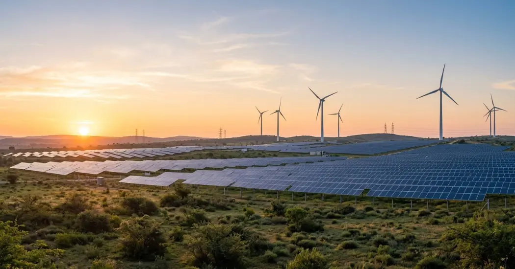 Solar and wind power infrastructure contributing to India