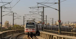 Jaipur Metro Phase-2 train operating on elevated corridor in Jaipur