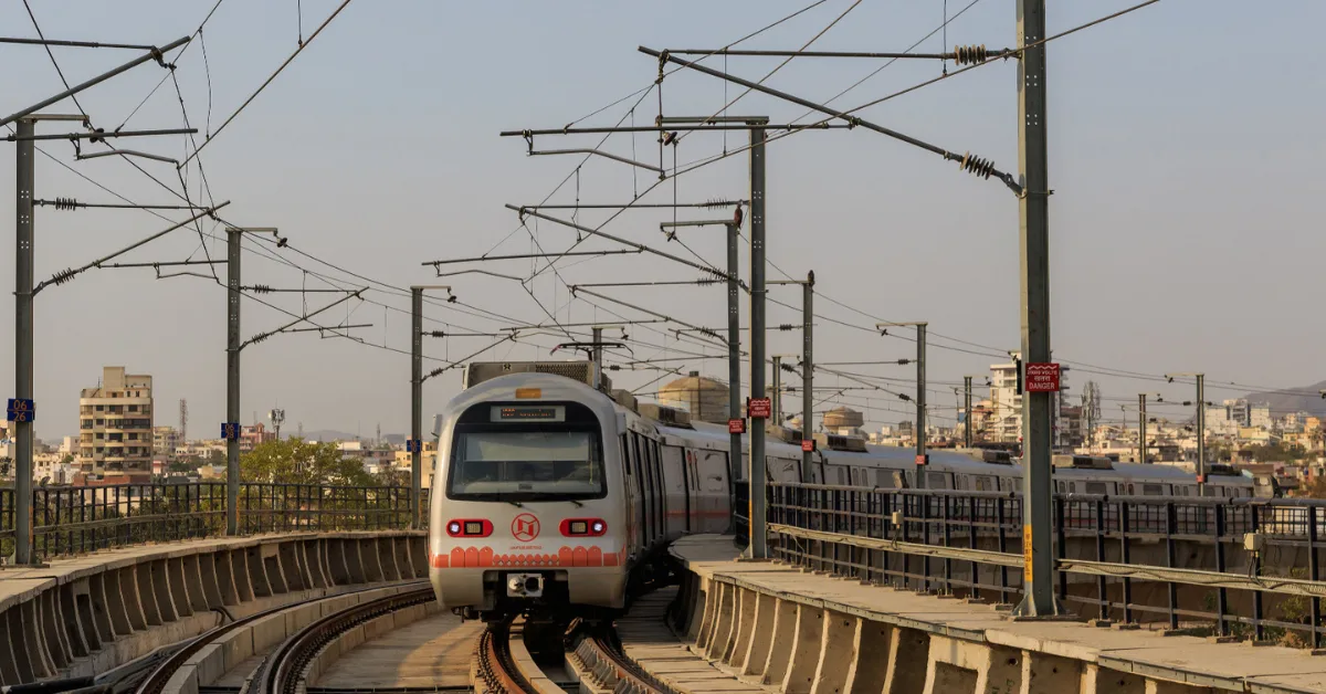 Jaipur Metro Phase-2 train operating on elevated corridor in Jaipur