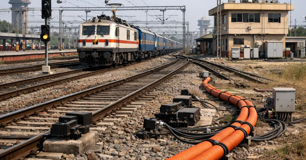 Kavach railway safety system with signalling and fibre network infrastructure