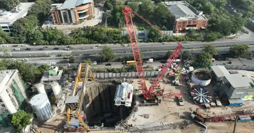 Mumbai-Ahmedabad Bullet Train Project TBM assembly inside underground shaft