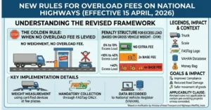 National Highways overload fee rules weighment system at toll plaza
