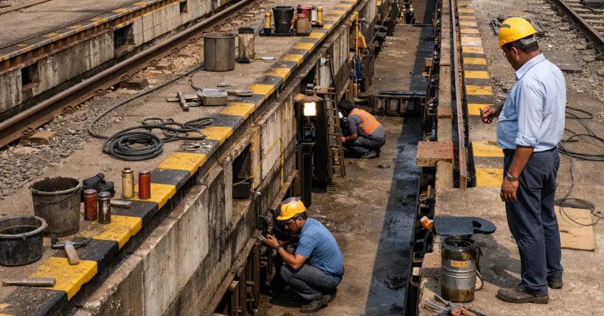 North Western Railway pit lines used for train maintenance
