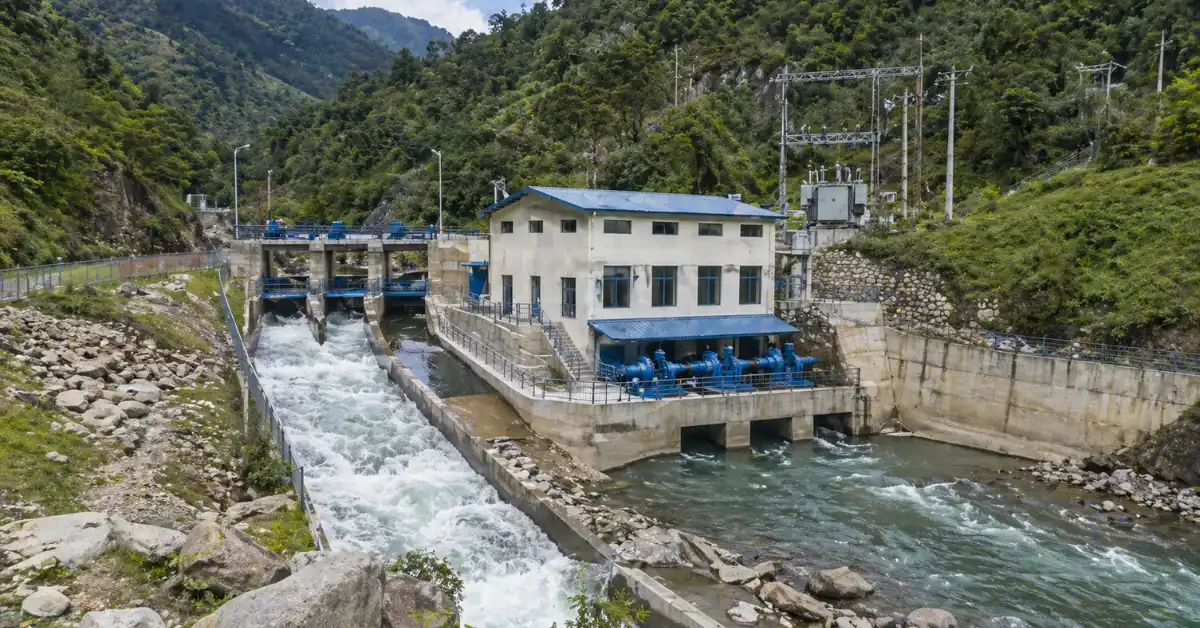 small hydro plant generating electricity in a hilly region of India