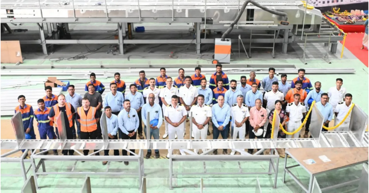 Girder Laying Ceremony for Indian Coast Guard Air Cushion Vehicles at Goa shipyard