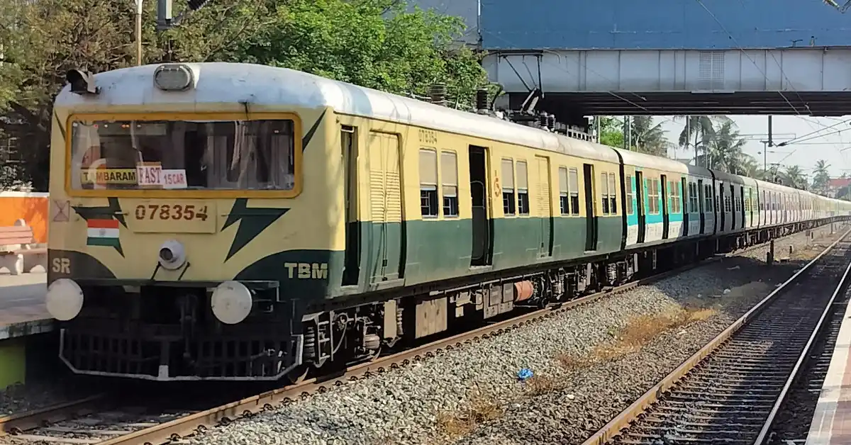Chennai suburban rail network train representing the Arakkonam-Chengalpattu corridor