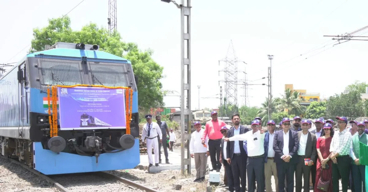 Aushadhi Express refrigerated container train at ICD Sanathnagar