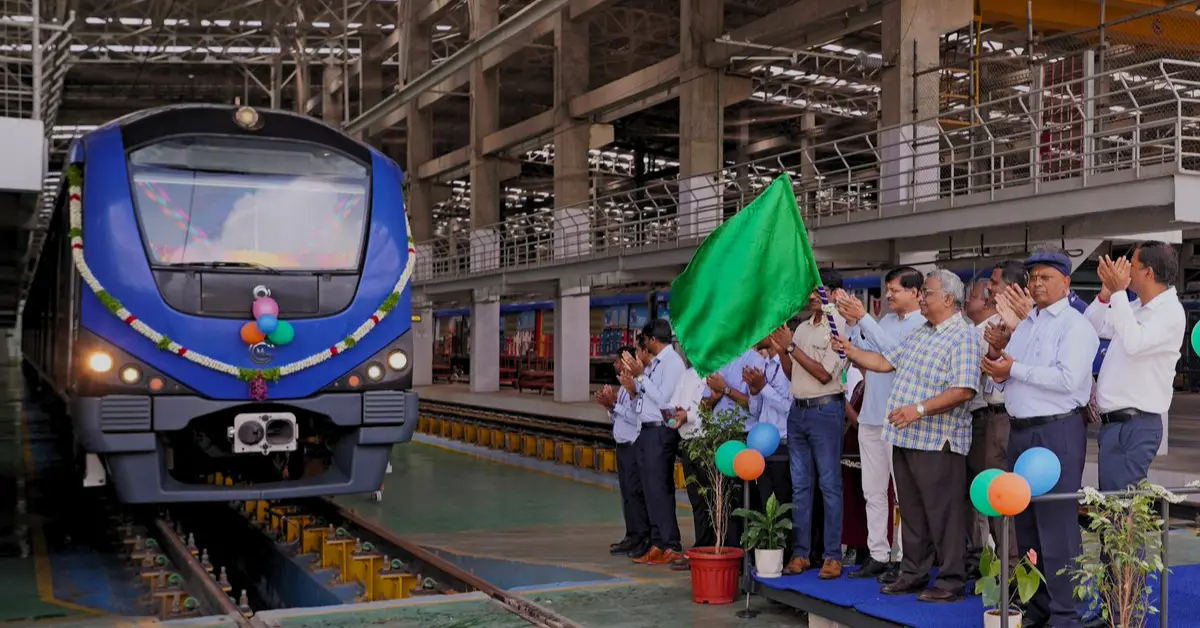 Chennai Metro train equipped with anti-drag door safety feature during official flagging off