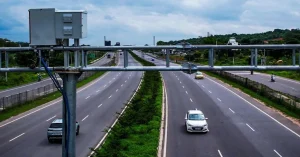 Chorayasi Toll Plaza MLFF barrier free tolling system with vehicles moving without stopping