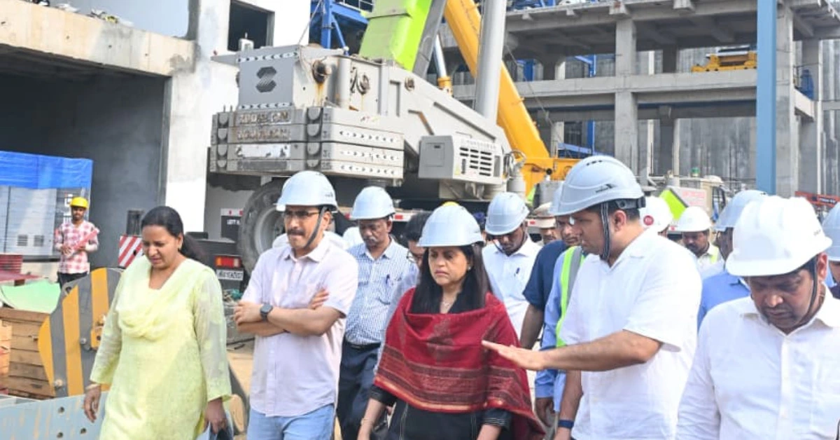 Ashwini Bhide inspecting the Deonar Waste-To-Energy Project construction site in Mumbai