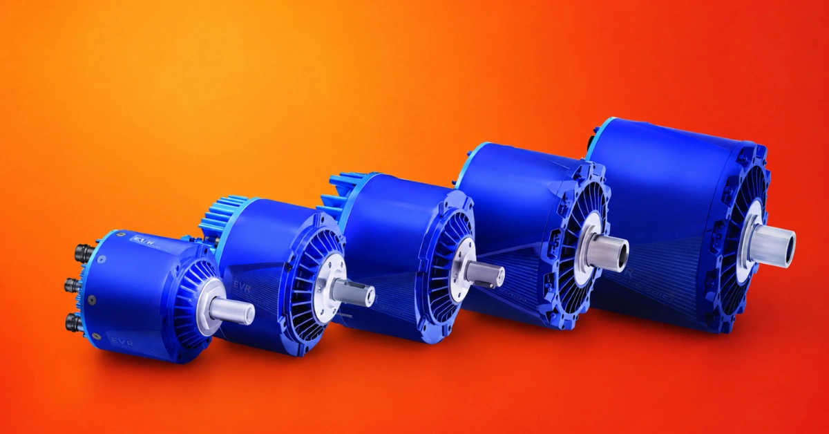 EV traction motors infographic showing L&T and EVR Motors partnership