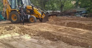 GMDA landscaping and plantation work underway at a Gurugram traffic junction