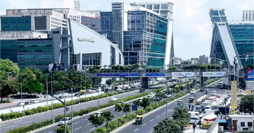 Urban road infrastructure and traffic corridor in Gurugram