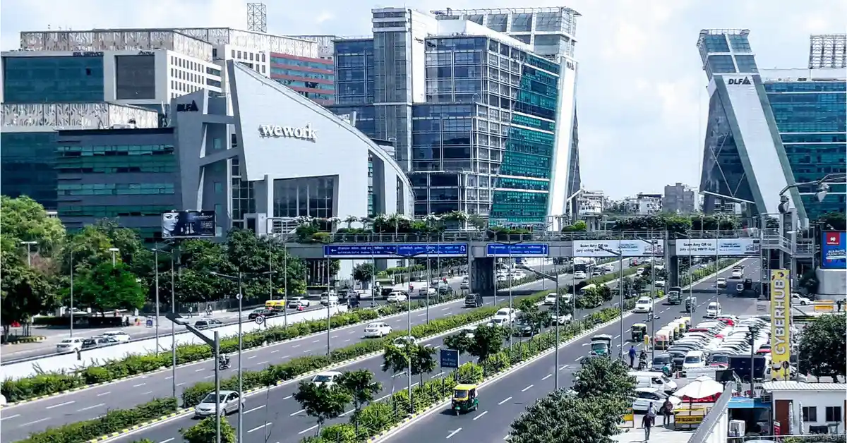 Urban road infrastructure and traffic corridor in Gurugram