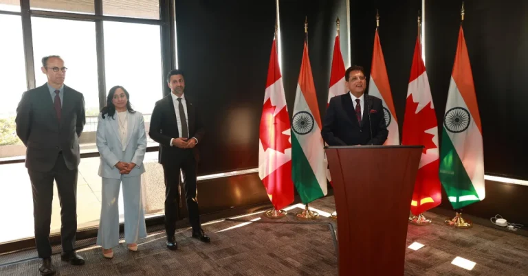 Piyush Goyal and Maninder Sidhu at India Canada free trade pact talks