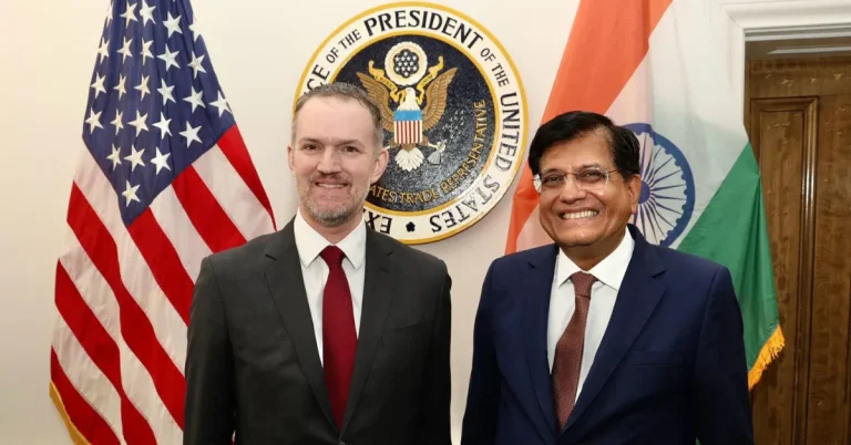 India-US trade pact infographic showing interim agreement and Mission 500