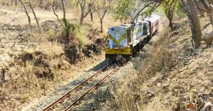 Junagadh-Visavadar-Sasan Gir metre-gauge train route passing through the Gir forest region.