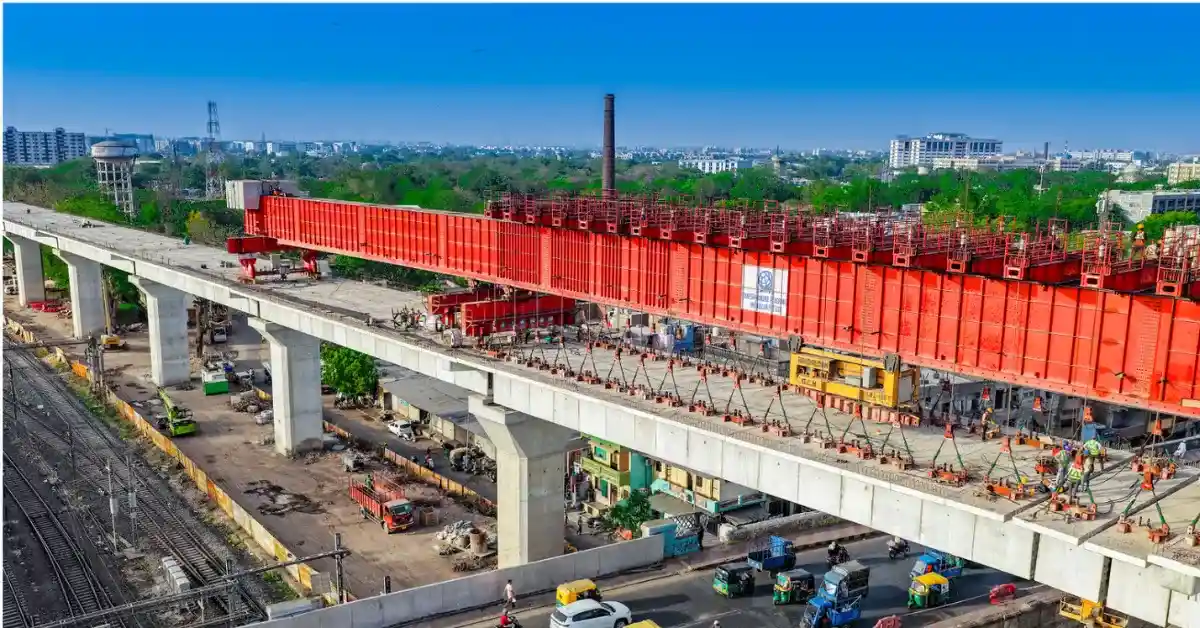 Kalupur Flyover span launched for Mumbai-Ahmedabad Bullet Train project