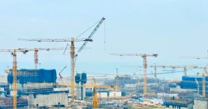 Kudankulam Nuclear Power Project Units 5 and 6 under construction with reactor equipment installation