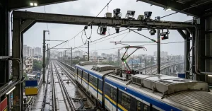 Metro Pantograph Monitoring System inspecting metro train pantograph in real time