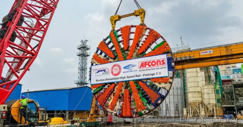 Second TBM cutterhead being lowered at Sawli near Mumbai for the bullet train tunnel