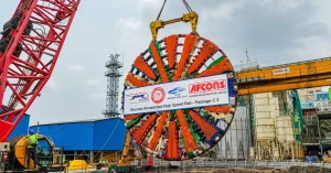 Second TBM cutterhead being lowered at Sawli near Mumbai for the bullet train tunnel