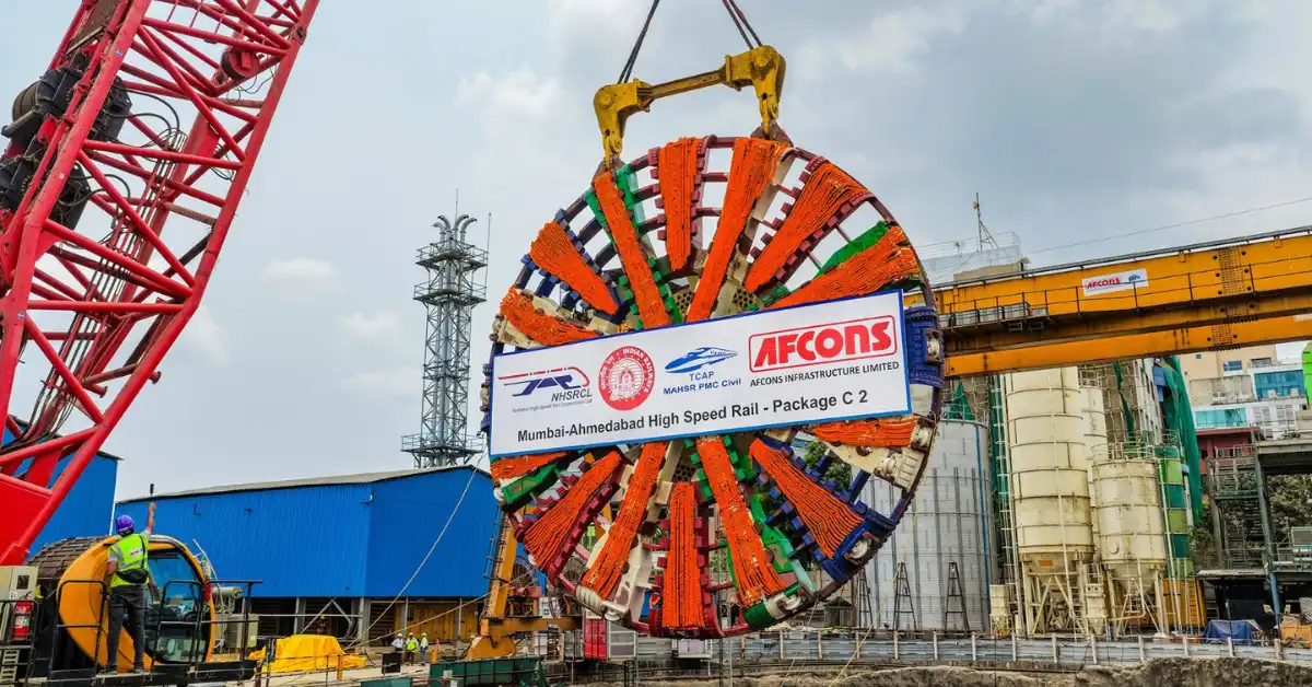 Second TBM cutterhead being lowered at Sawli near Mumbai for the bullet train tunnel