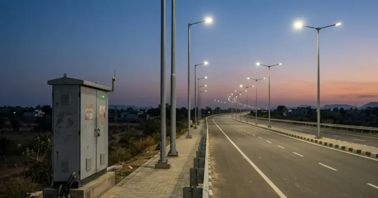 National Highway Smart Lighting Network on an illuminated highway corridor