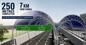 Orange Gate-Marine Drive Urban Road Tunnel project visual with infographic overlays