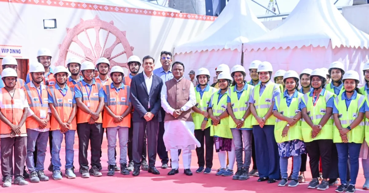 Odisha Chief Minister Mohan Charan Majhi attending JSW Steel plant commencement near Paradip