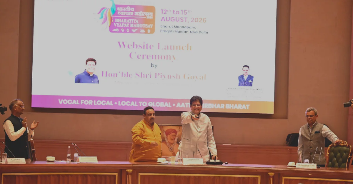 Commerce Minister Piyush Goyal at the Bharatiya Vyapar Mahotsav website launch ceremony in New Delhi