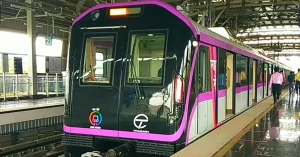 Pune Metro train at a station as six-coach expansion is planned
