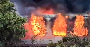 Thiruvananthapuram-Hazrat Nizamuddin Rajdhani Express coach engulfed in flames during fire incident