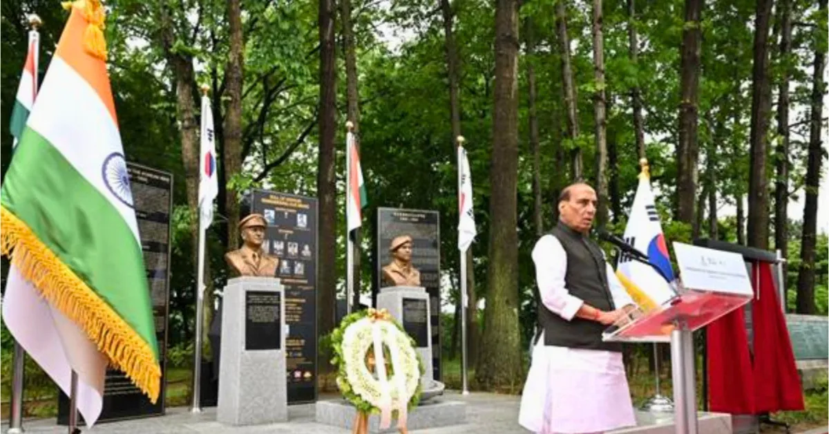 Indian War Memorial inauguration in Seoul by Rajnath Singh