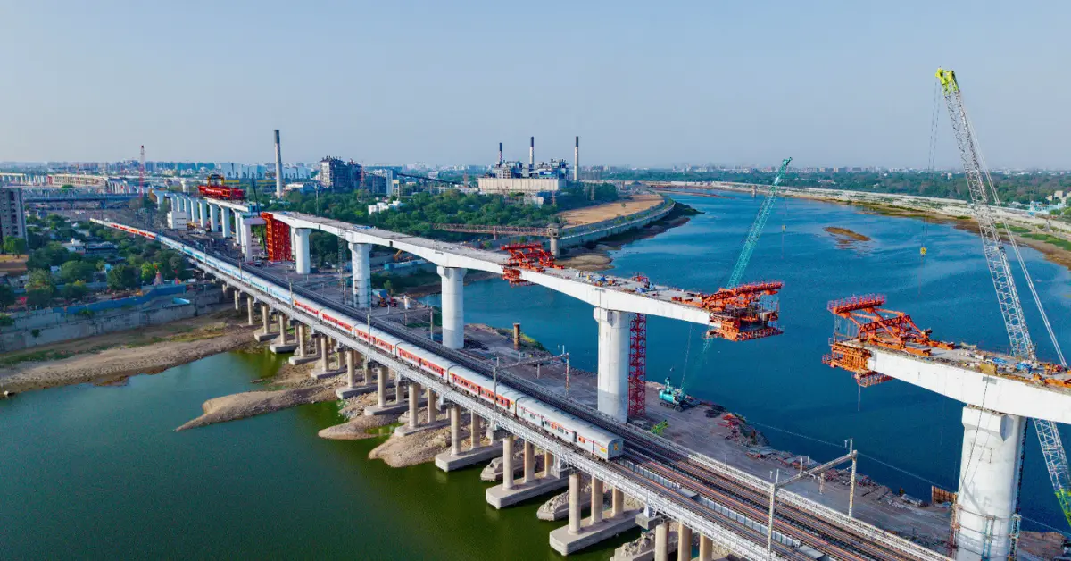 Mumbai-Ahmedabad Bullet Train bridge over Sabarmati River in Ahmedabad