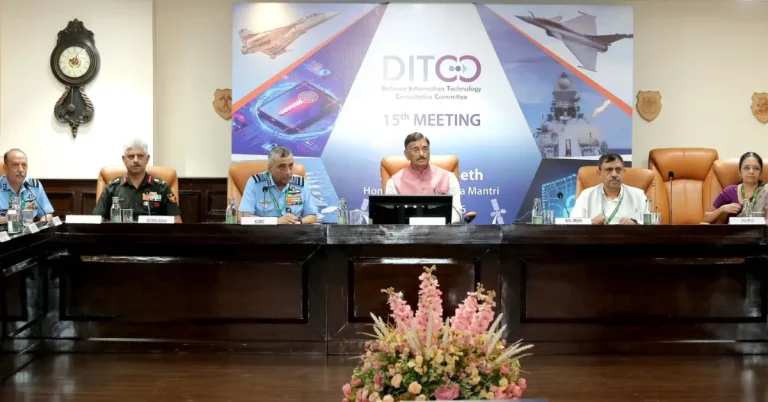 MoS for Defence Sanjay Seth chairing the Defence Information Technology Consultative Committee meeting in New Delhi