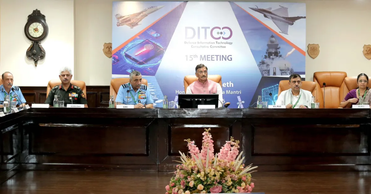 MoS for Defence Sanjay Seth chairing the Defence Information Technology Consultative Committee meeting in New Delhi