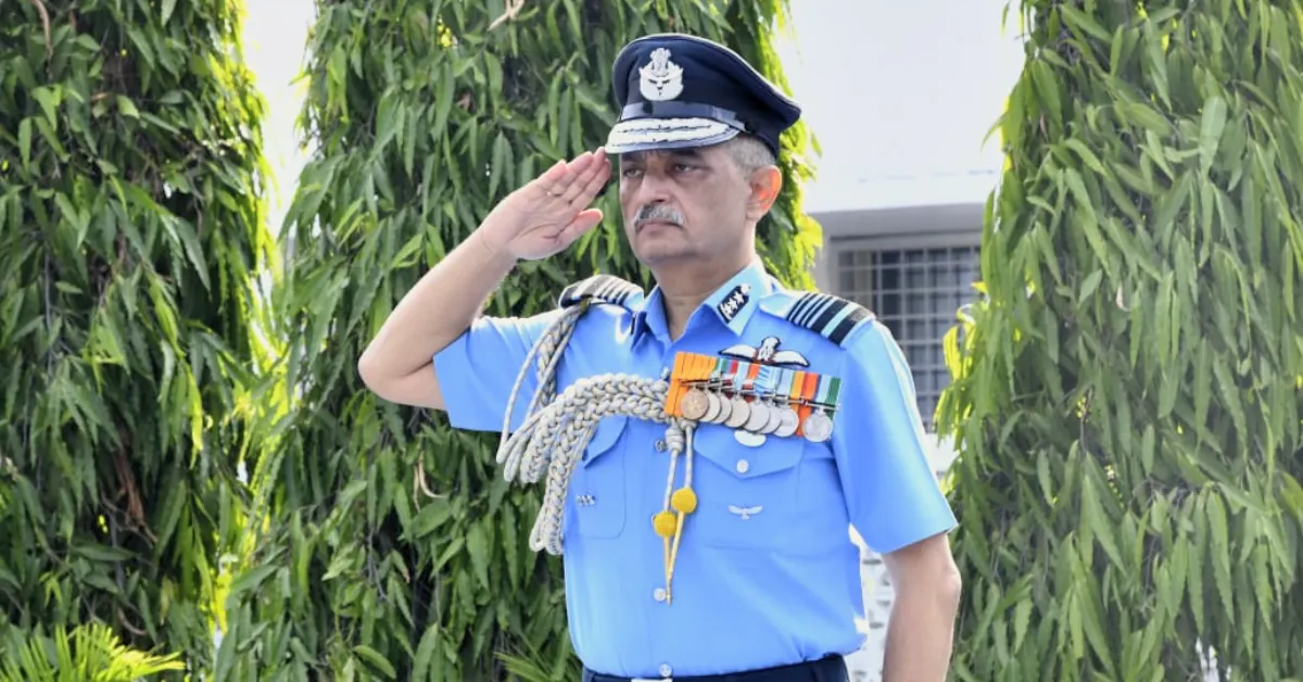 Air Marshal Tarun Chaudhry after assuming charge as Air Officer Commanding-in-Chief of Central Air Command