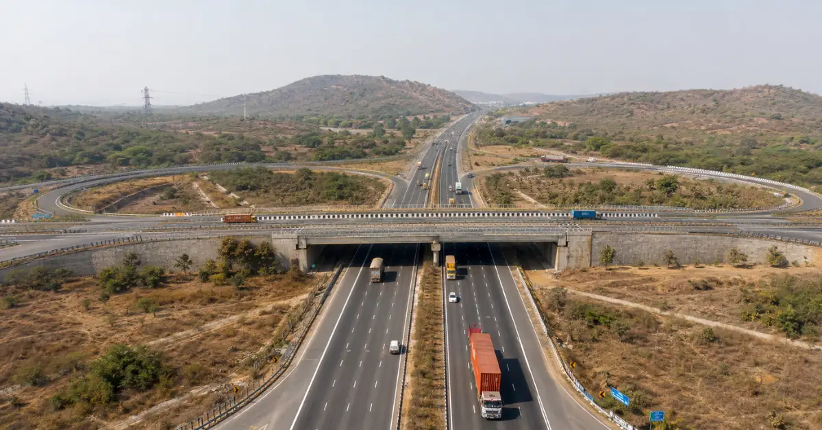 Multi-lane national highway interchange developed under Bharatmala Pariyojana in India