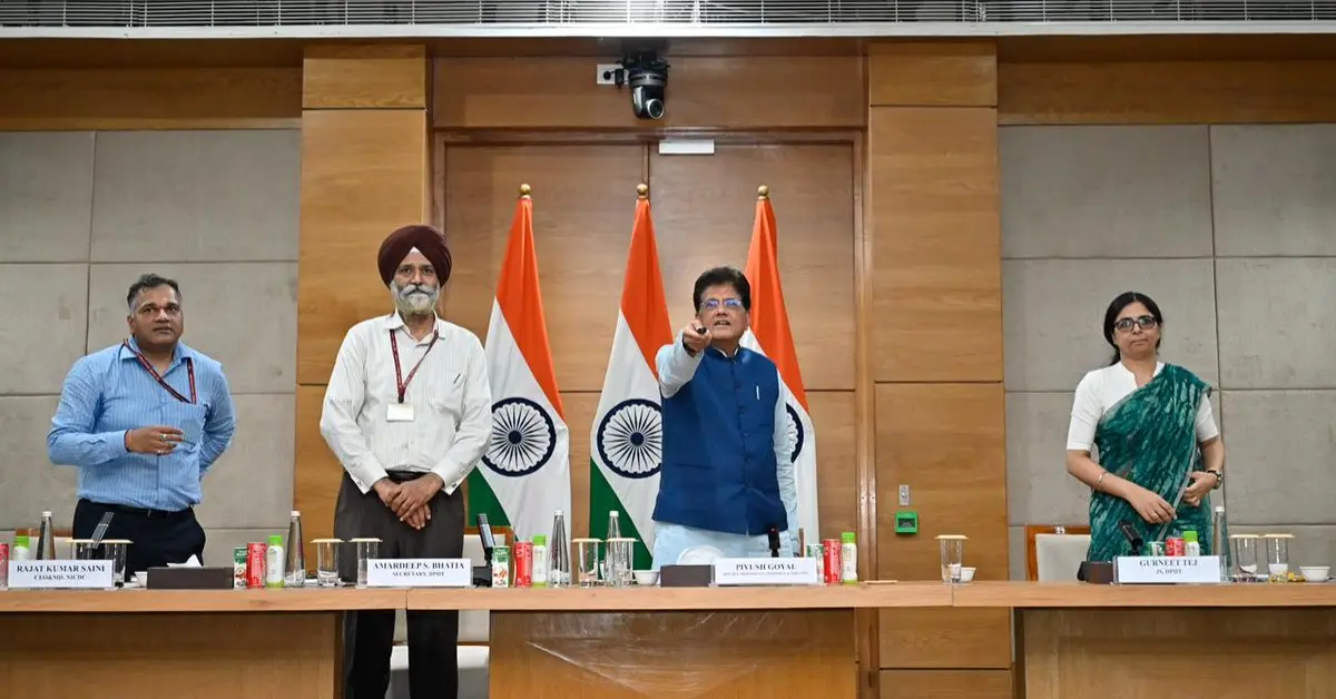 Piyush Goyal launching the BHAVYA Portal during an official event in New Delhi